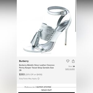 Burberry Metallic Silver Clarence Penny Tassel Heels